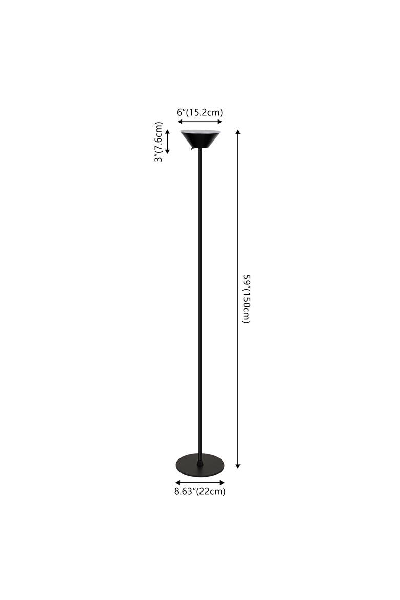 Elias Torchiere Metal Adjustable Height Rechargeable Cordless Integrated Portable Touch Sensor Dimmable LED Indoor/Outdoor Floor Lamp, Alternate, color, Black