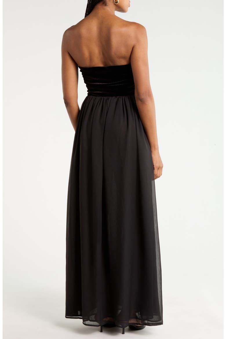 Briar Strapless Velvet Midi Dress, Alternate, color, BLACK BLACK