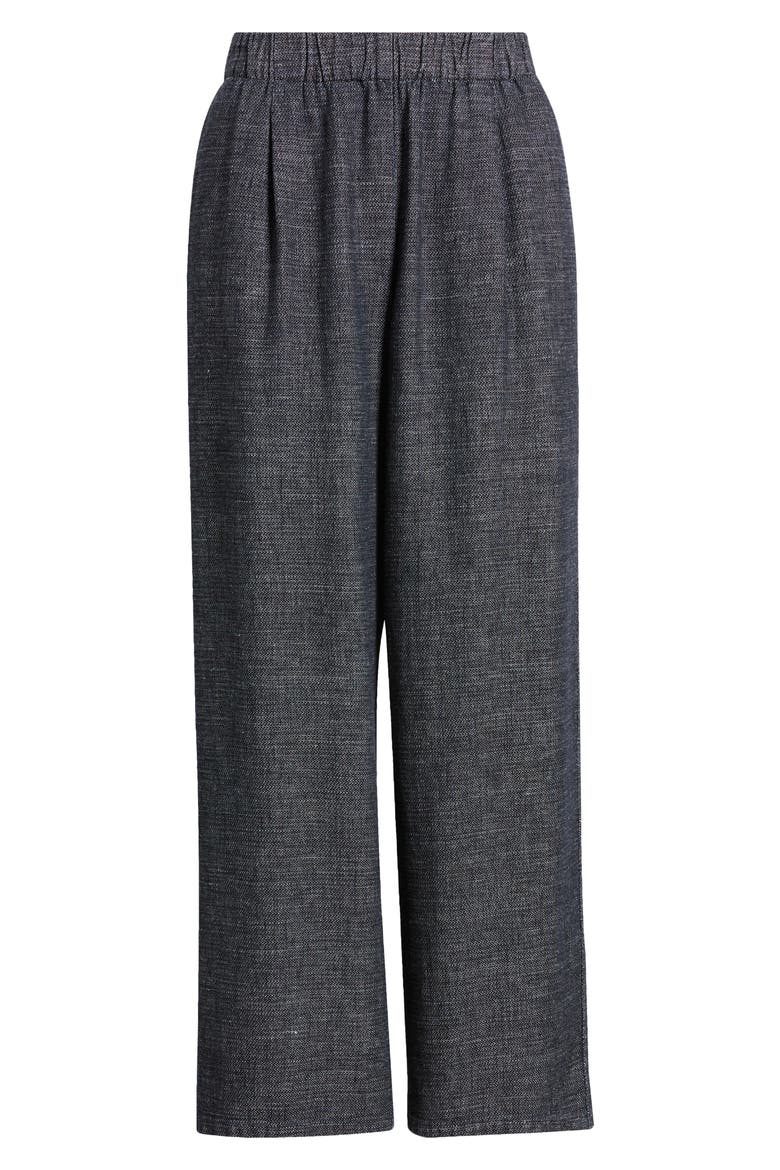 Pleated Hemp & Organic Cotton Straight Leg Ankle Pants, Alternate, color, DENIM