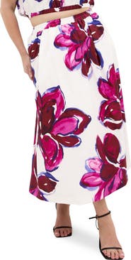 City Chic Floral Print Maxi Skirt
