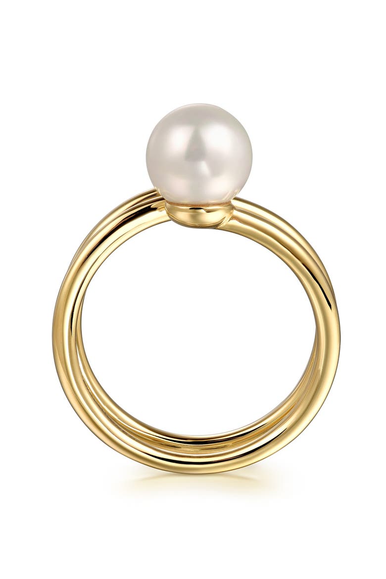 14k Gold Diamond and Pearl Bypass Ring, Alternate, color, GOLD