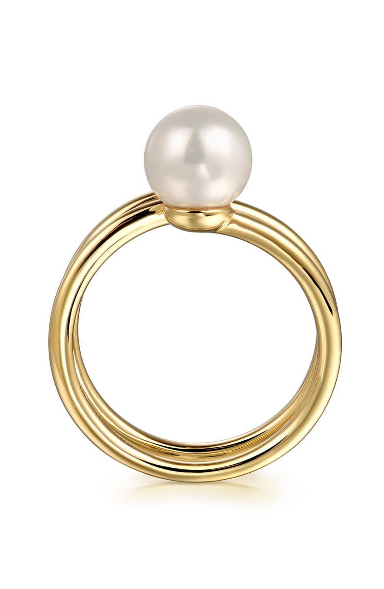 Gabriel & Co. 14K Gold Diamond & Pearl Wide Band Wrap Ring, Alternate, color, Gold