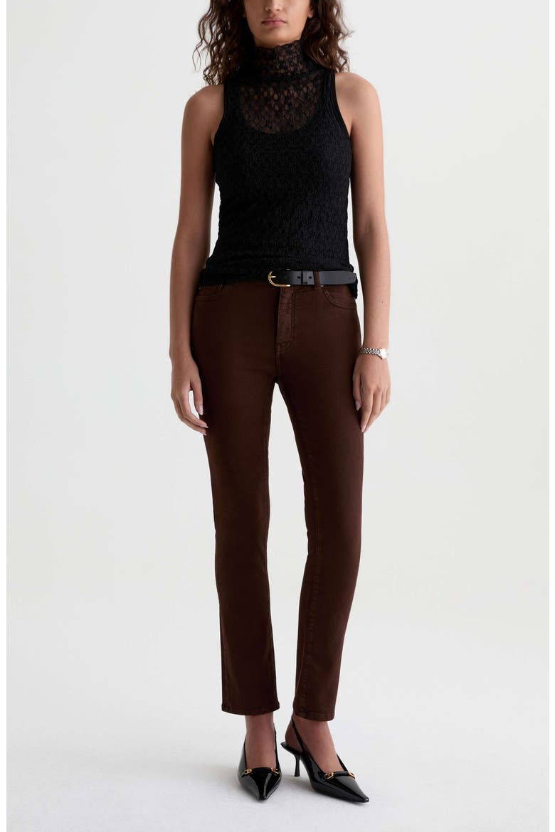 Mari Mid Rise Slim Straight Leg Jeans, Alternate, color, WOOD BROWN