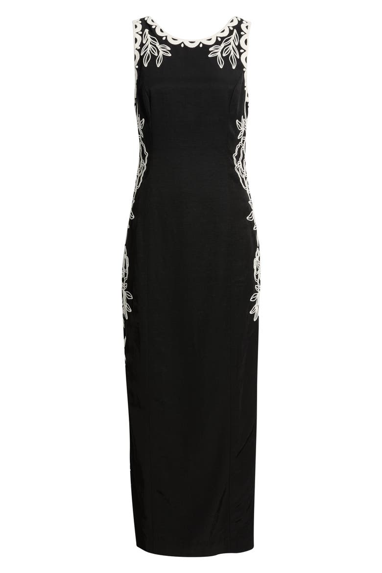 Messina Embellished Cotton Blend Sheath Dress, Alternate, color, NOIR