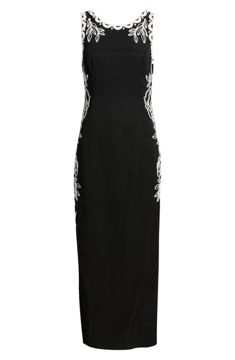 Messina Embellished Cotton Blend Sheath Dress