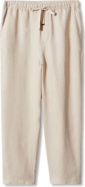MANGO Drawstring Linen Pants