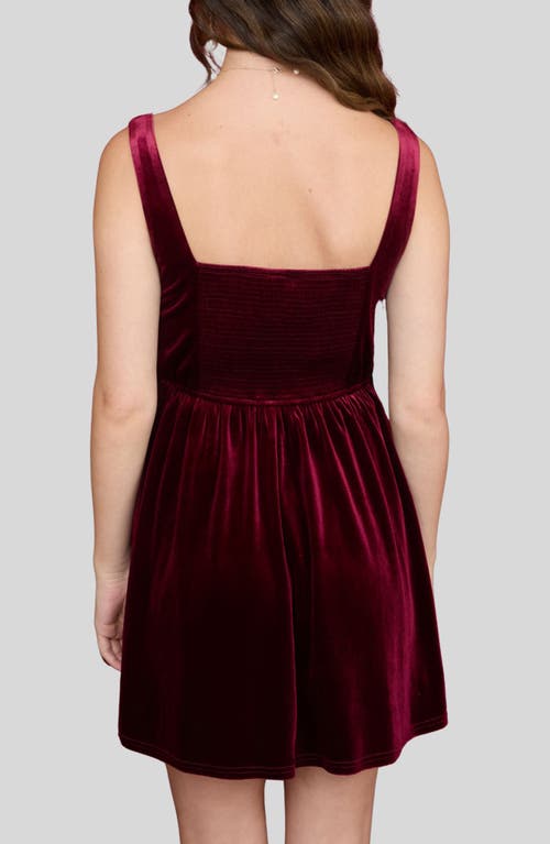Blu Pepper Bow Trim Minidress In Burgundy