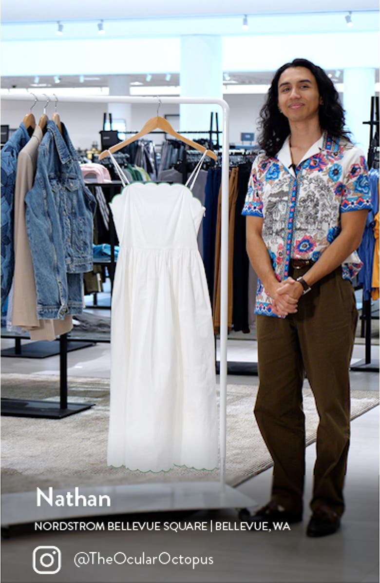 Scallop Stretch Poplin Midi Sundress, sales video thumbnail