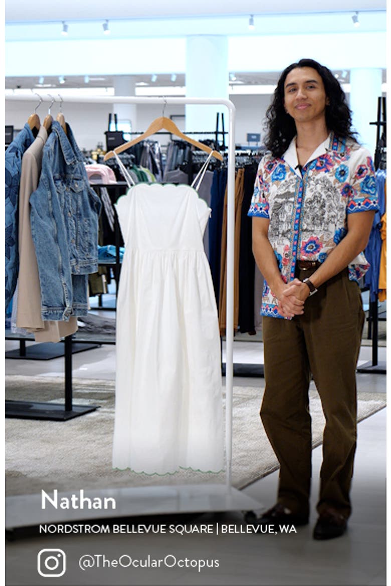 Scallop Stretch Poplin Midi Sundress video