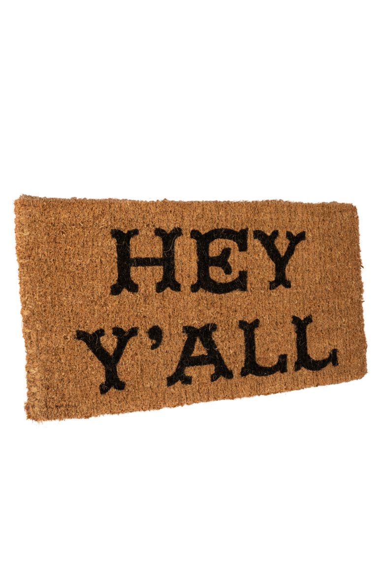 Storied Home Natural Coir "Hey Y'all" Doormat, Main, color, Brown
