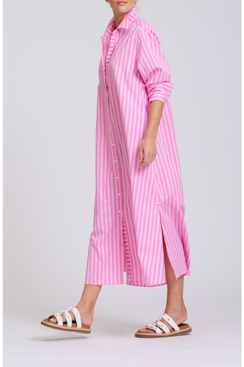 Stripe Oversize Long Sleeve Cotton Poplin Shirtdress, Alternate, color, DOUBLE PINK STRIPE