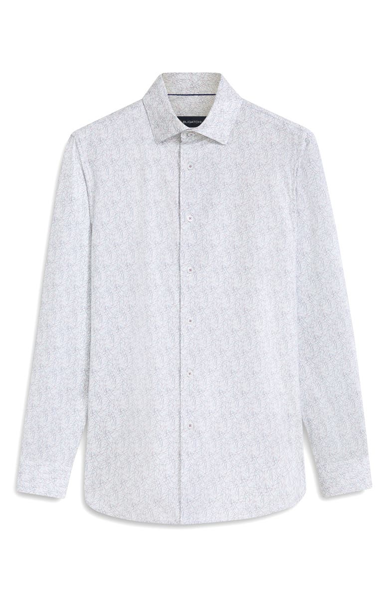 Bugatchi James OoohCotton<sup>®</sup> Abstract Print Button-Up Shirt, Alternate, color, Stone