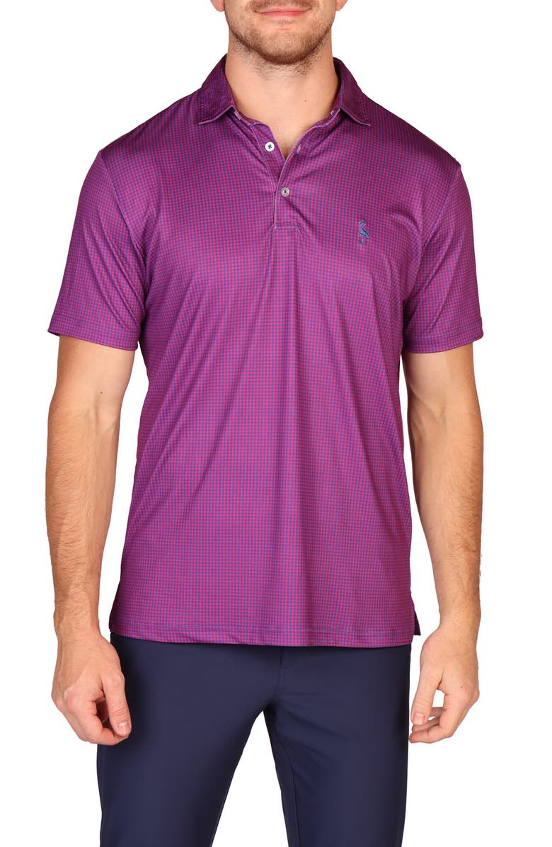 TailorByrd Mini Houndstooth Print Performance Polo, Main, color, Berry