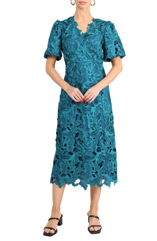 Adelyn Rae Chantelle Scallop Lace Midi Dress in Teal 