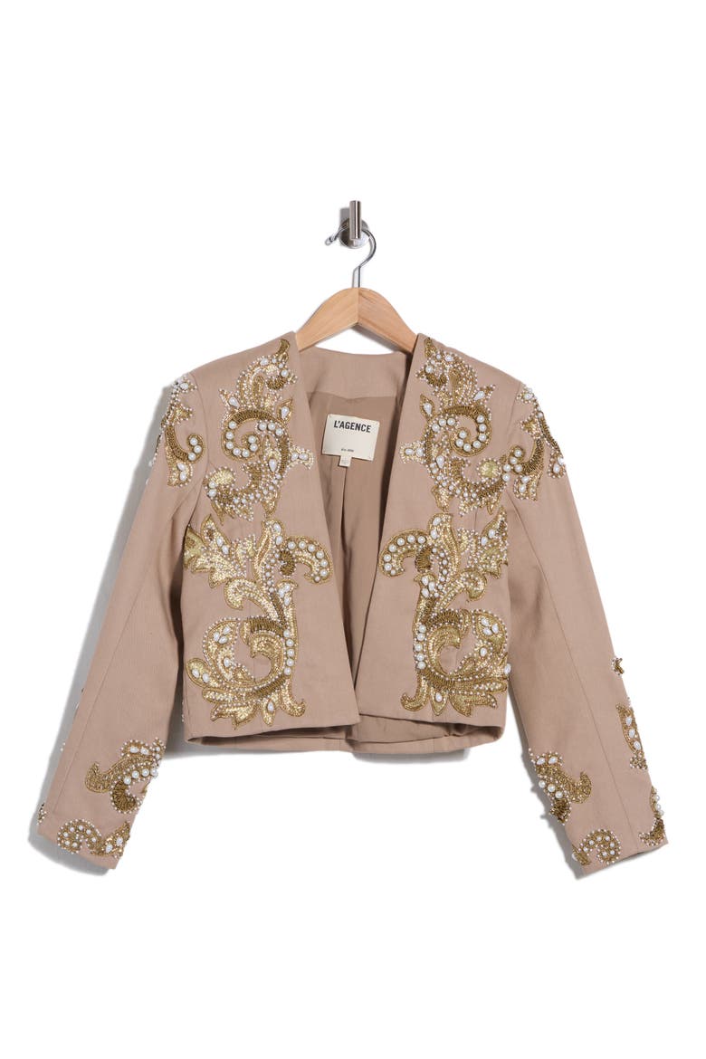 Remini Embellished Jacket, Alternate, color, DARK CAPPUCCINO
