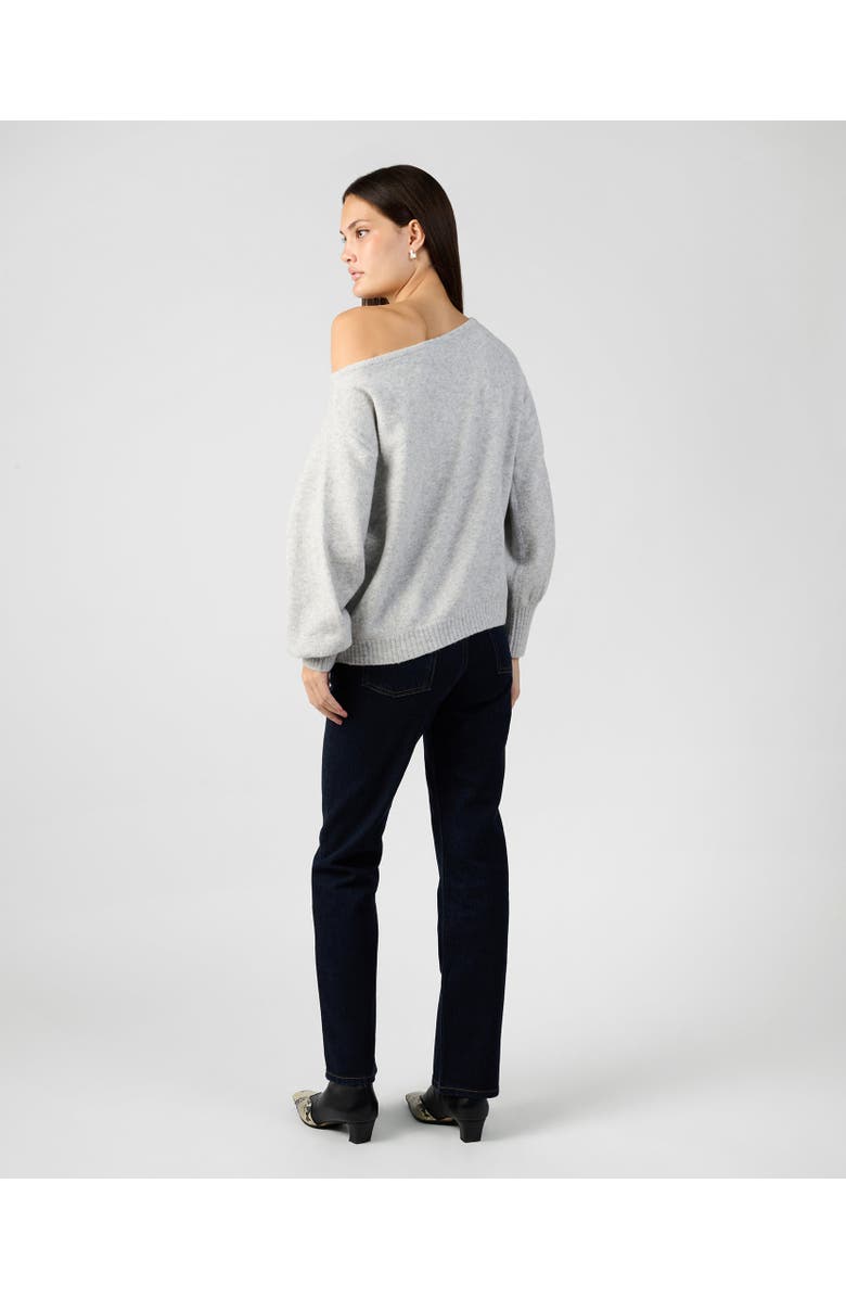 WeWoreWhat Off The Shoulder Balloon Sleeve Sweater, Alternate, color, Heather Grey