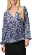 PAIGE Selmah Velvet Flower Tie Neck Top
