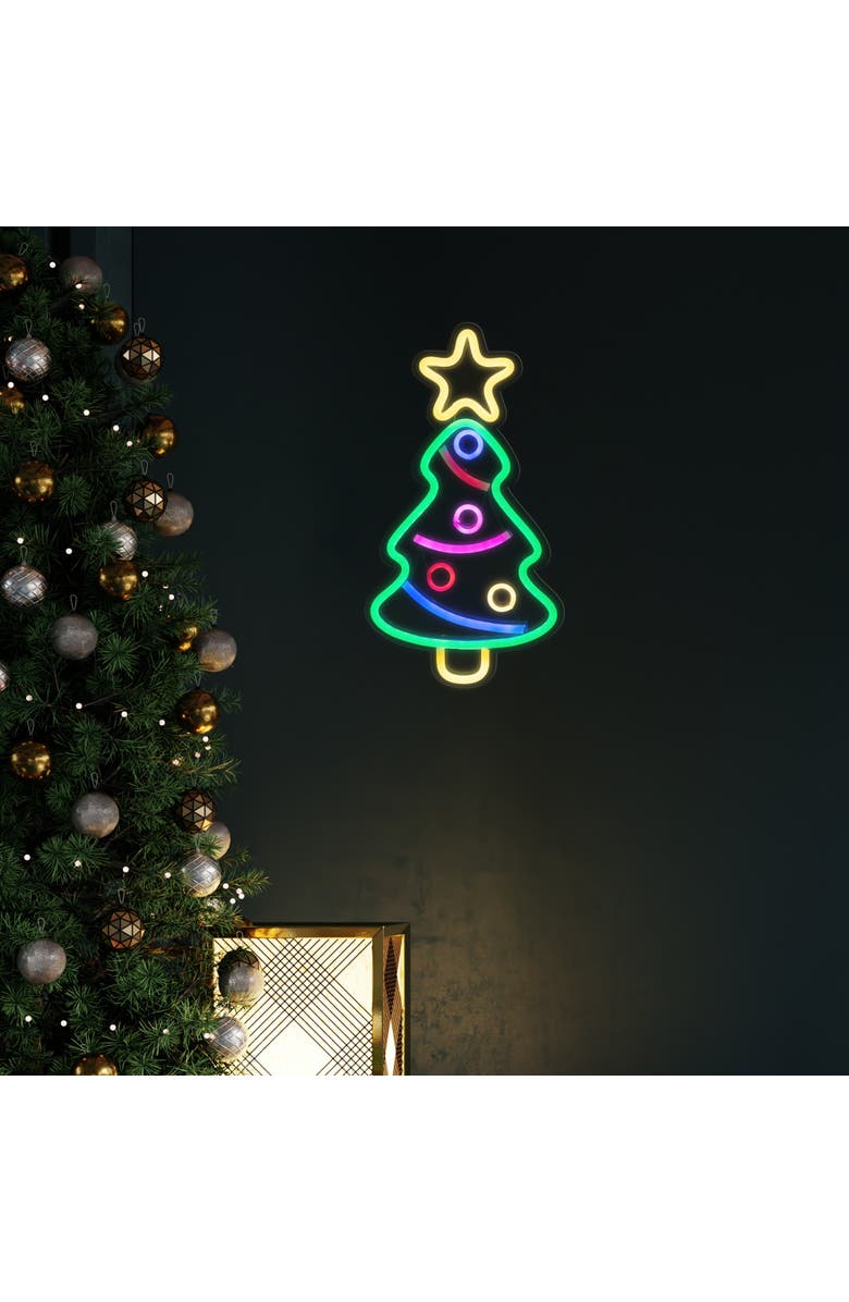 Northlight LED Neon Lighted Christmas Tree Wall or Window Decoration - 15", Alternate, color, Multi