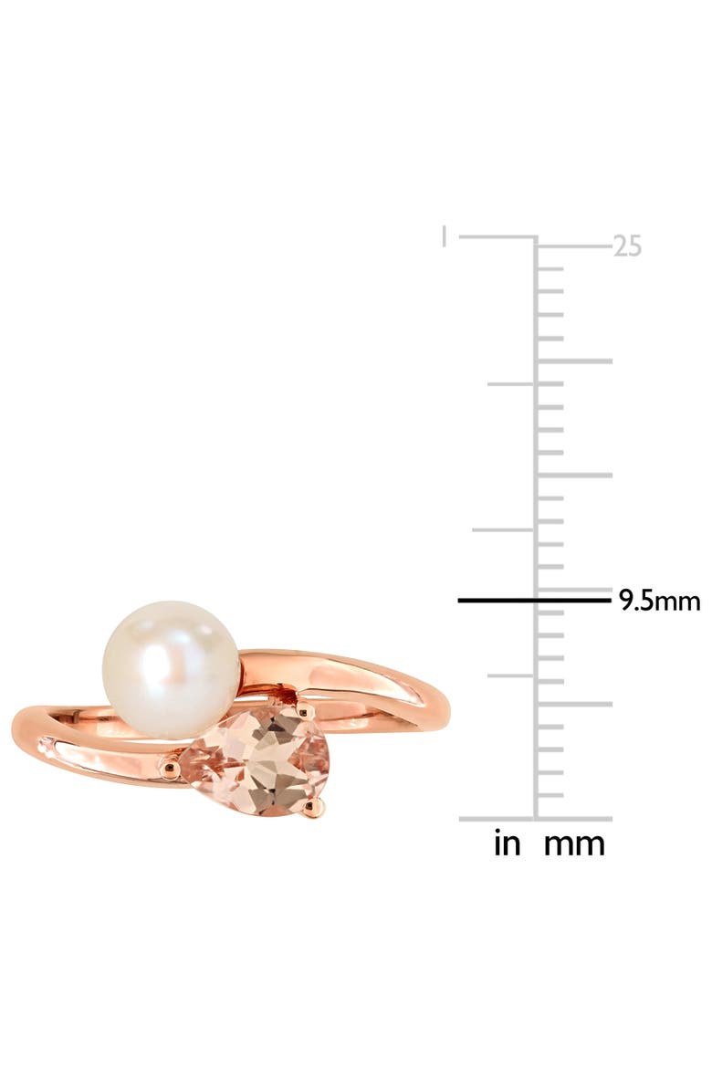 Cultured Pearl & Morganite 2-Stone Ring 10k, Alternate, color, Rose Gold