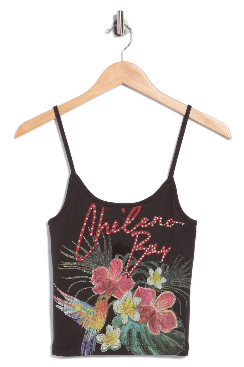 Chileno Bay Graphic Floral Camisole, Main, color, BLACK