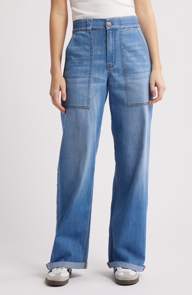 1822 Denim High Waist Cuffed Wide Leg Utility Jeans, Main, color, 