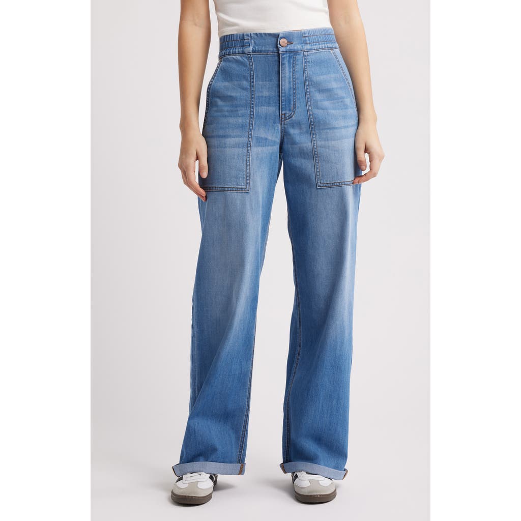 1822 Denim High Waist Cuffed Wide Leg Utility Jeans In Zion