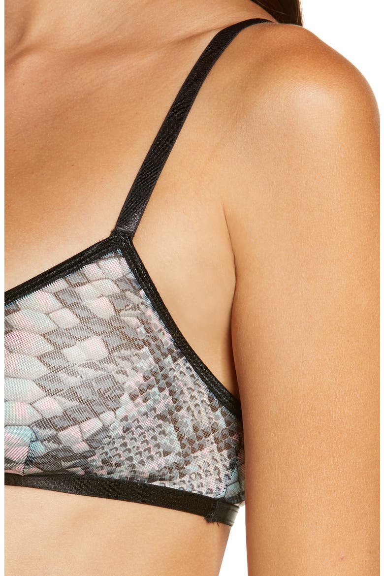 Snake Charmer Print Mesh Bra & Briefs Set, Alternate, color, GRAY