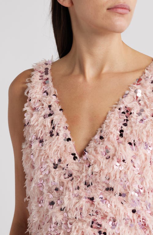 Layered With Love Sequin Feather Sleeveless Dress In Purple