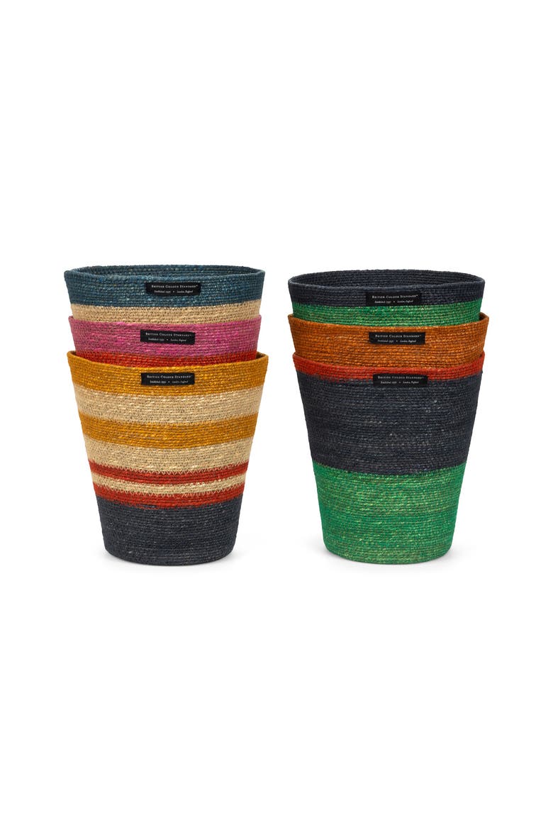 Striped Seagrass Waste Paper Baskets - Mixed Set of 6, Main, color, Multi
