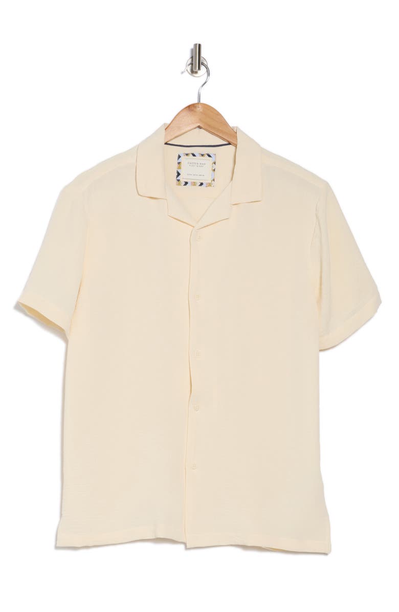 DENIM AND FLOWER Texture Short Sleeve Shirt, Alternate, color, Cream