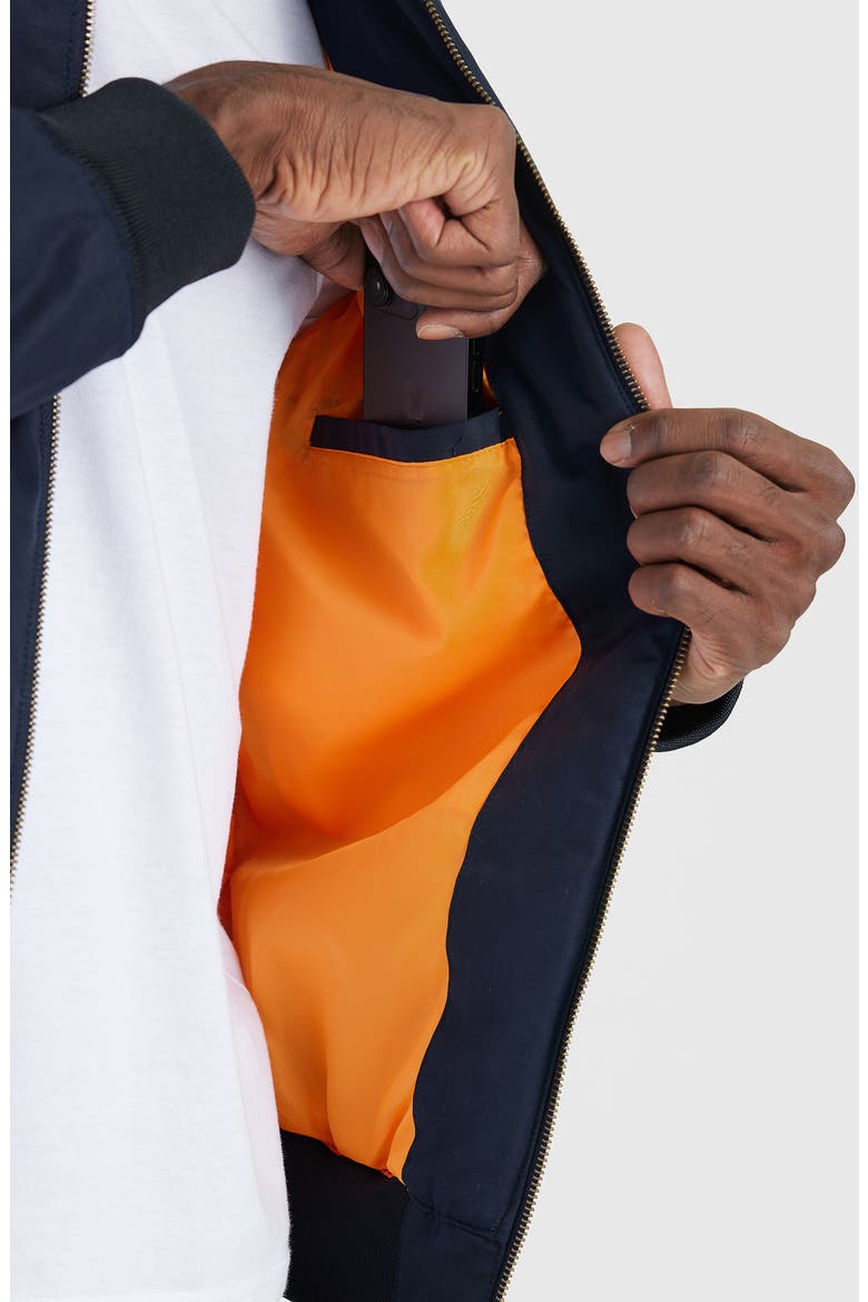 Water Resistant Cotton Blend Bomber Jacket, Alternate, color, NAVY