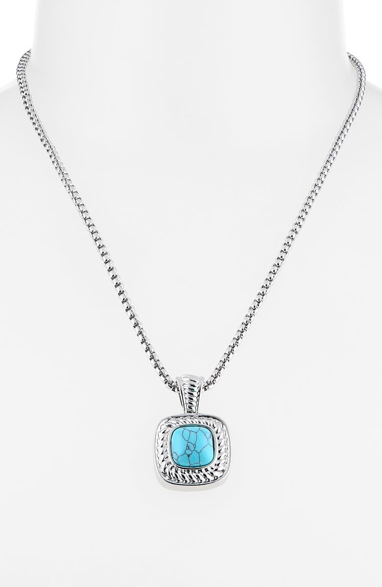 NATASHA Faux Turquoise Pendant Necklace, Alternate, color, Silver/ Turk