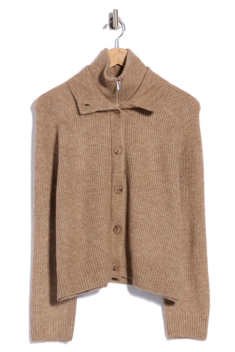 Zip & Button Cardigan, Main, color, TAUPE