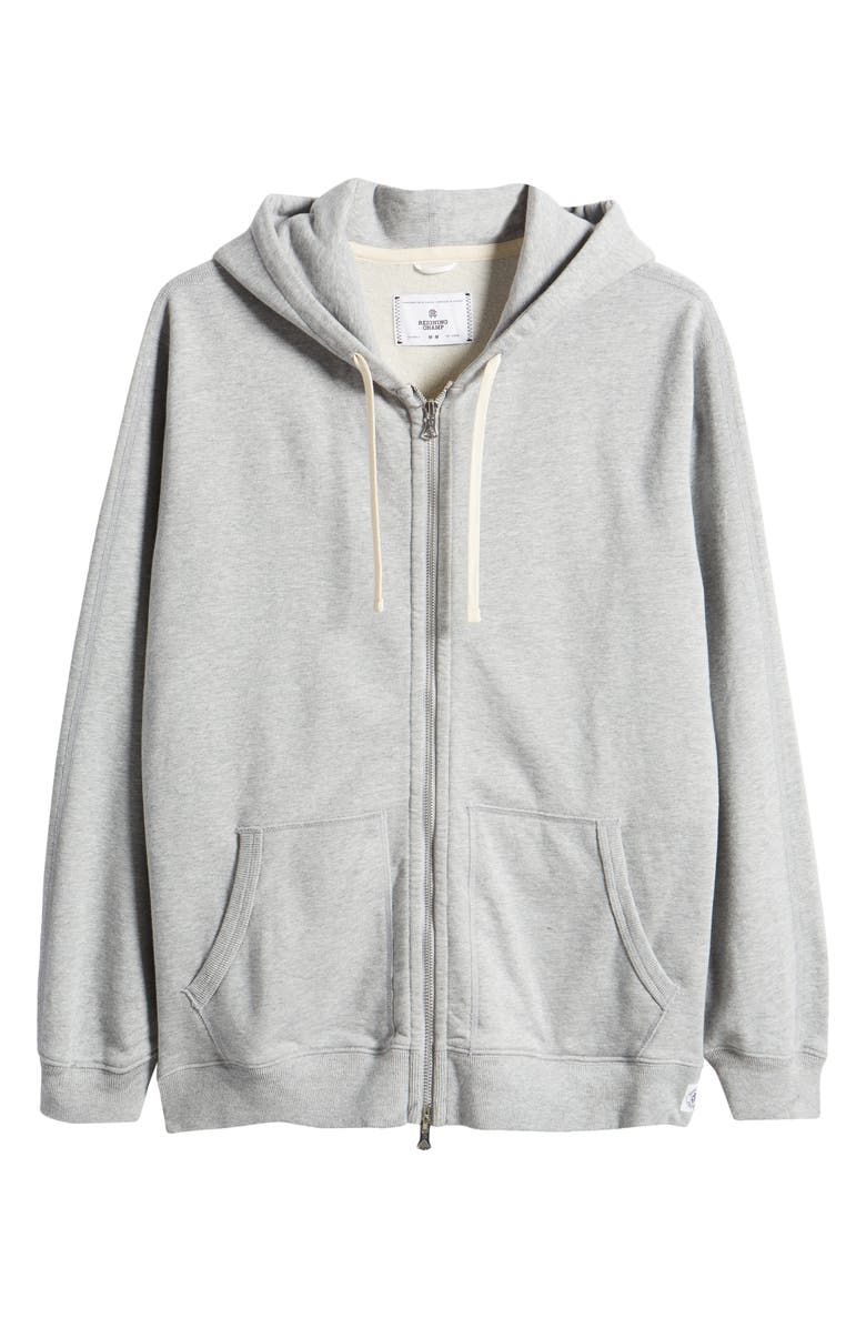 Reigning Champ Midweight Terry Classic Full Zip Hoodie, Alternate, color, Heather Grey