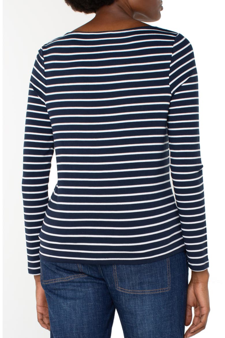 Stripe Boat Neck Long Sleeve Top, Alternate, color, DARK NAVY WHITE STRIPE