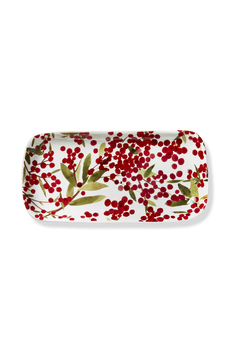 tag Christmas Red Sprig Serving Platter Dishwasher Safe Everyday Use, Main, color, Red
