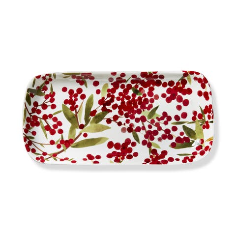Christmas Red Sprig Serving Platter Dishwasher Safe Everyday Use
