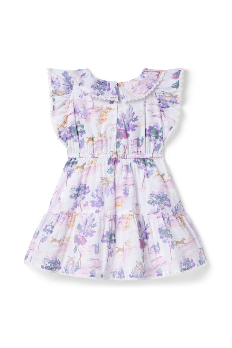 Countryside Toile Ruffle Dress, Alternate, color, Purple