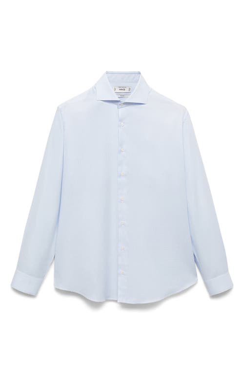 Mango Slim Fit Microprint Cotton Twill Button-up Shirt In Sky Blue