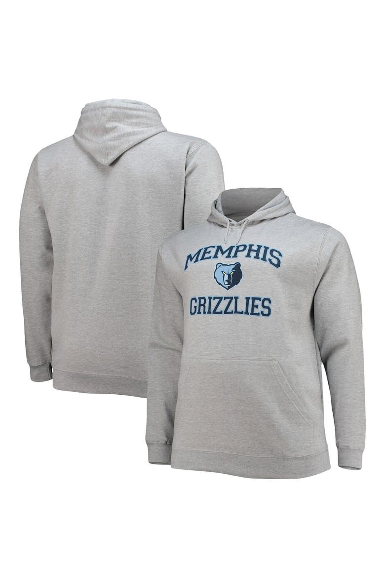 Men's Heathered Gray Memphis Grizzlies Big & Tall Heart & Soul Pullover Hoodie, Main, color, Heather Gray