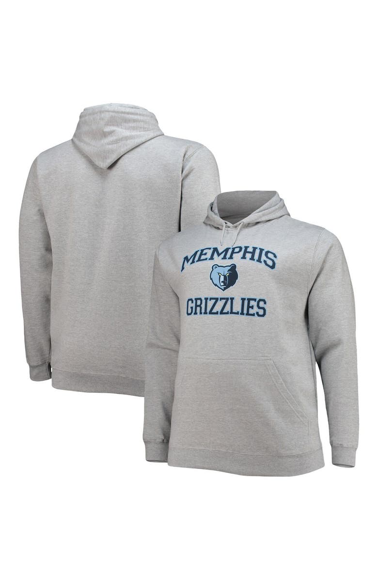 PROFILE Men's Heathered Gray Memphis Grizzlies Big & Tall Heart & Soul Pullover Hoodie, Main, color, Heather Gray