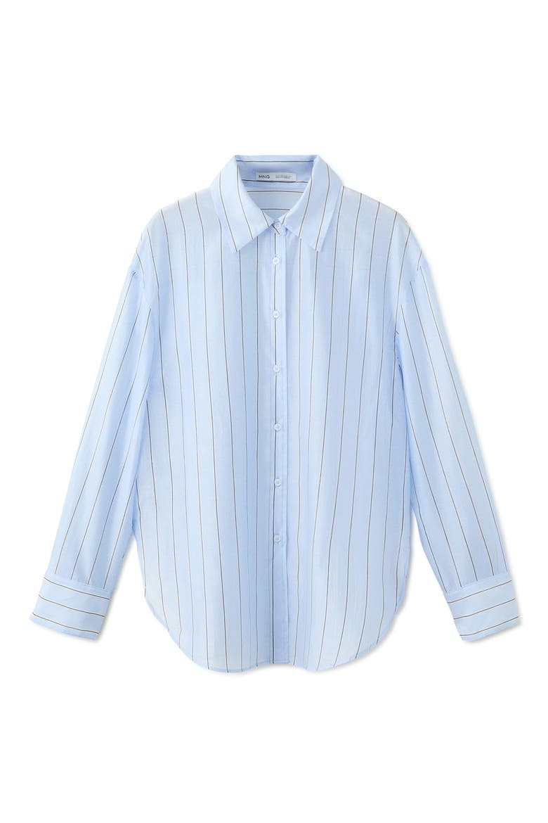 Stripe Sheer Button-Up Shirt, Alternate, color, SKY BLUE