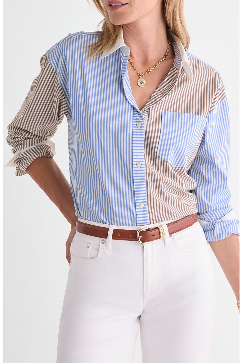 Birdie Stretch Cotton Button-Up Shirt, Alternate, color, MULTI COLOR STRIPE