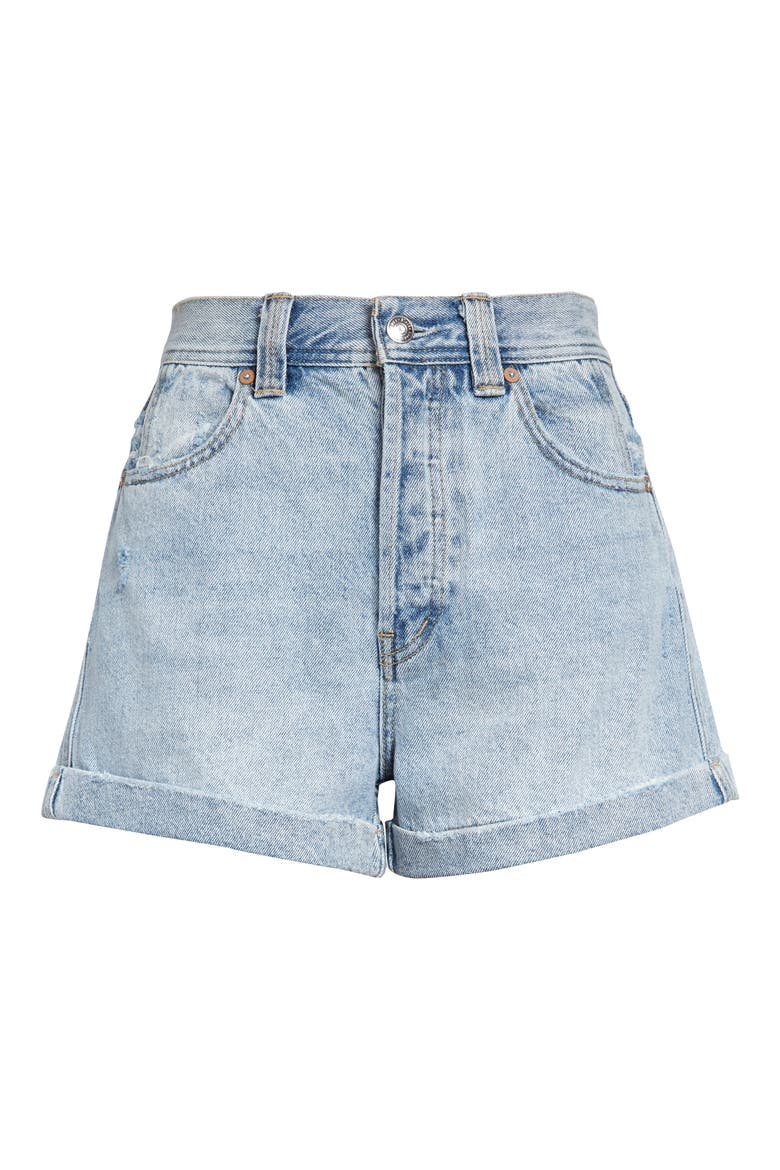 Setting with the Sun High Waist Denim Shorts, Alternate, color, CAROLINA BLUE