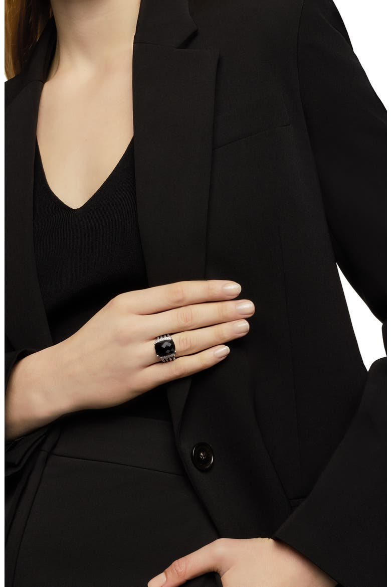 Wheaton Ring with Semiprecious Stone & Diamonds, Alternate, color, BLACK ONYX