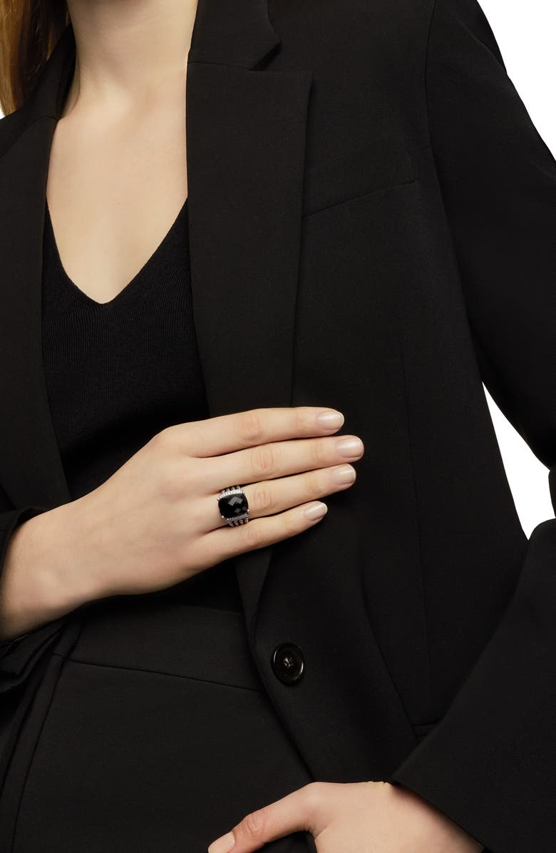 David Yurman Wheaton Ring with Semiprecious Stone & Diamonds, Alternate, color, Black Onyx