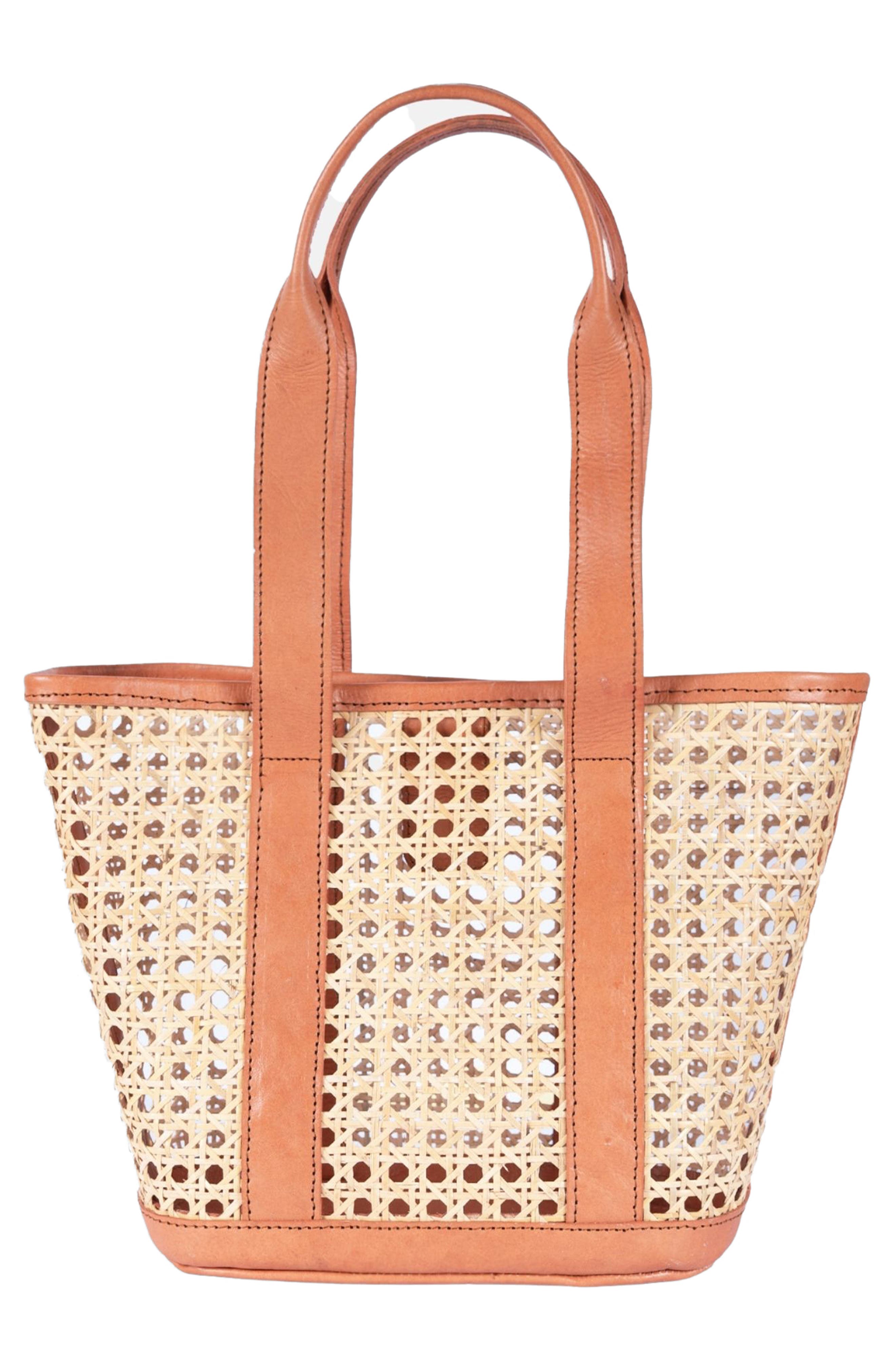 Jelavu Sandi Small Woven Cane Tote, Alternate, color, Tan