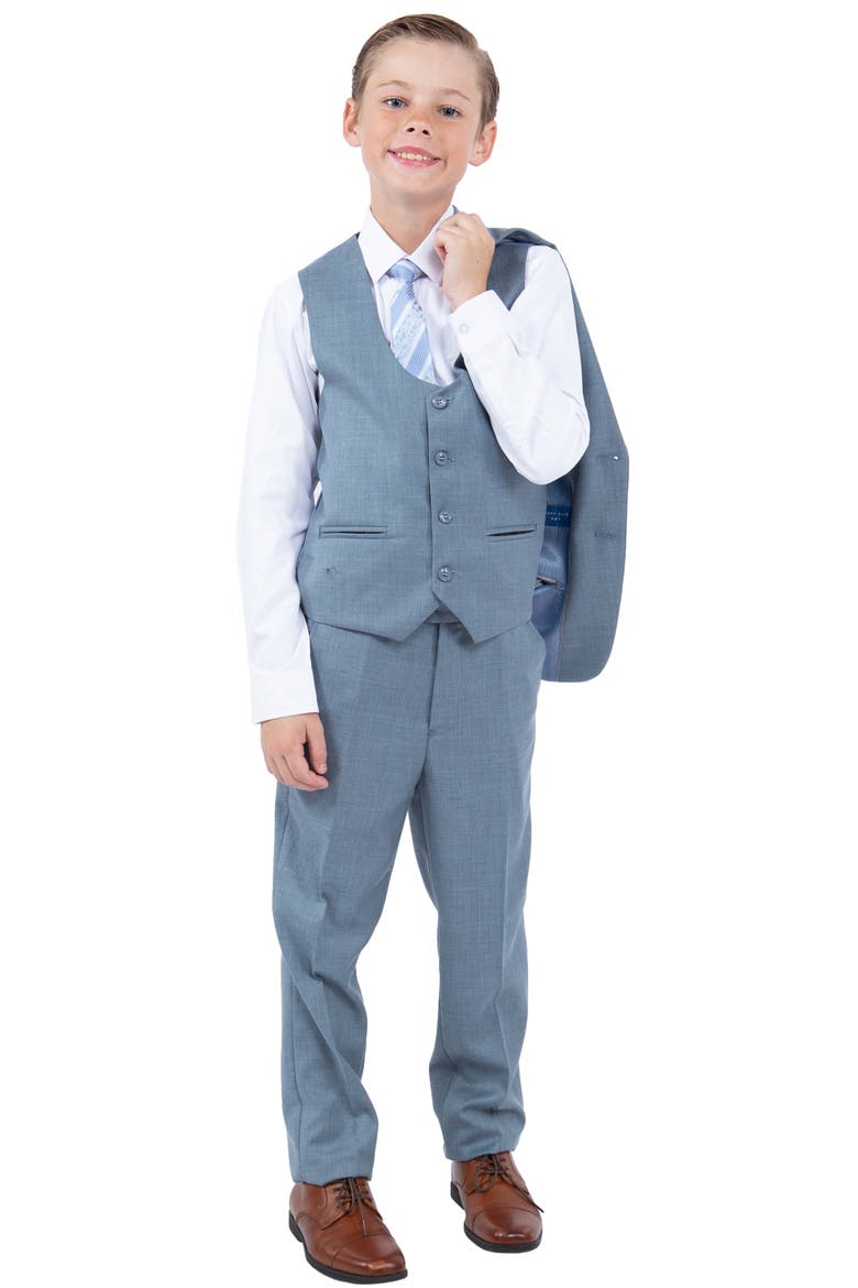 Kids' Smoke Blue Five-Piece Sharkskin Suit, Alternate, color, SMOKE BLUE