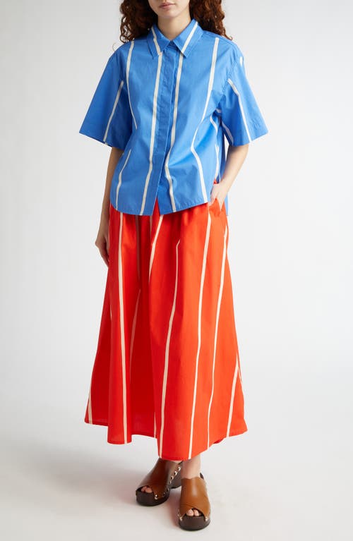 Marimekko Buklee Puhveli Cotton Maxi Skirt In Bright Red/light Yellow