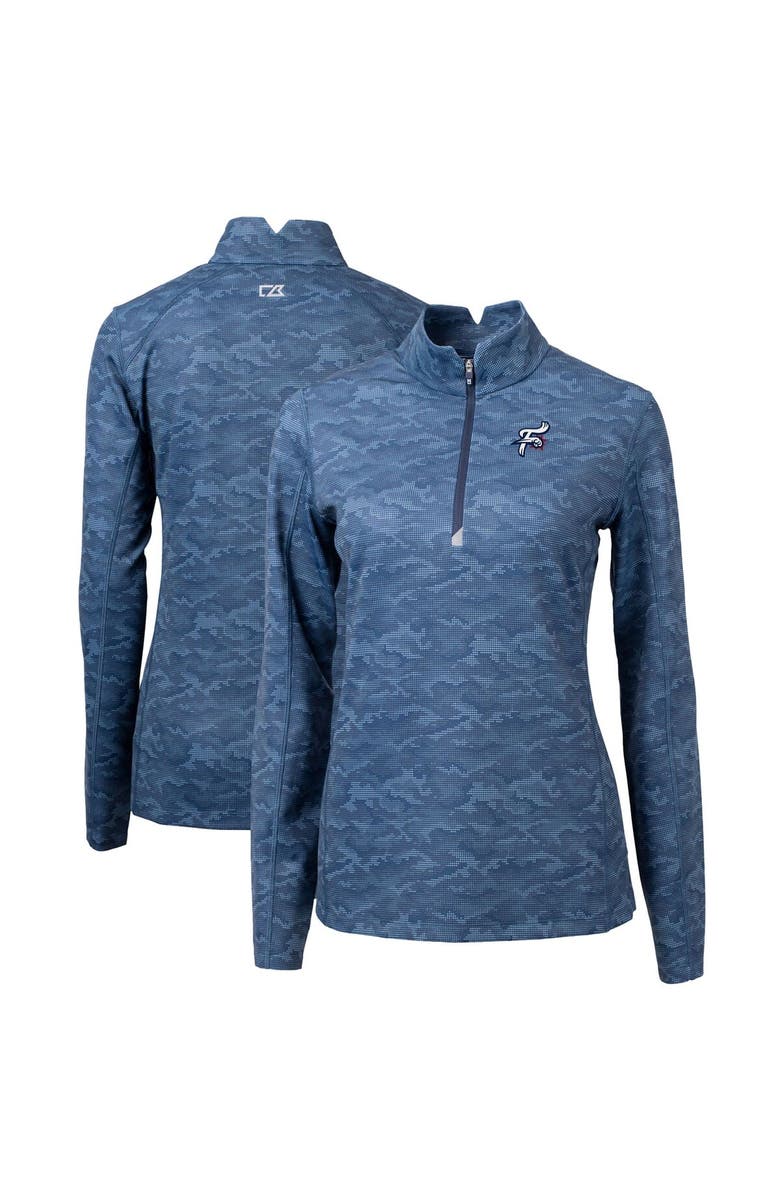 Cutter & Buck Women's Cutter & Buck  Navy Reading Fightin Phils Traverse Camo Stretch Quarter-Zip Pullover Top, Main, color, 